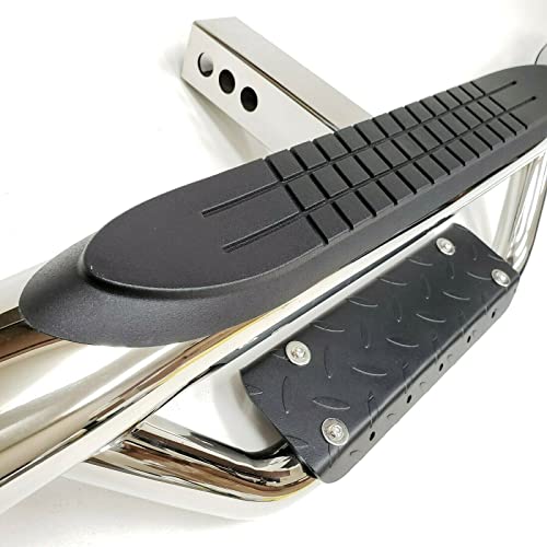 Sshlight Chrome Universal Truck Trailer Rear Bumper Guard 36" Length X 6.5" Overall Heigh Heavy Duty Steel Towing Hitch Step Bar Drop Step 2" Receiver #TOP6
