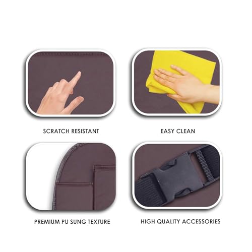 Image of Premium PU Leather Auto Car Back-Seat Organizer with Tray, Multi-pocket Storage, Tablet Holder, Bottle and Tissue Paper Holder, Mobile Holder and Tray for food