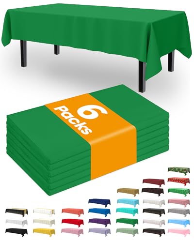 Image of Pureegg Plastic Table Cloth Disposable 6 Pack, 54 x 108 Inch, Green