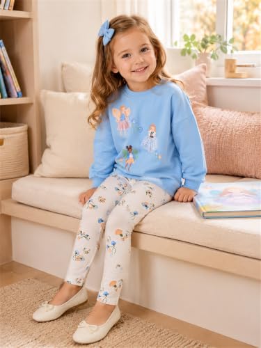 Image of Little Girls Clothes Sets - Cute Sweatshirts Top Shirt & Leggings 2 Piece Kids Fall Winter Outfits Toddler Clothing