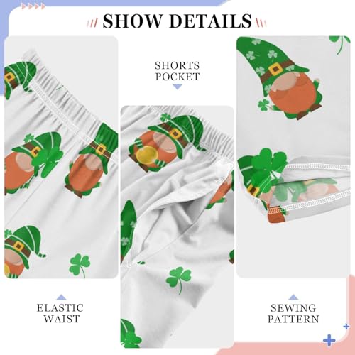 Gnome with Shamrock Boys Long Pants Soft Trousers Elastic Waist Kids Lounge Bottoms with Pockets S-XL4