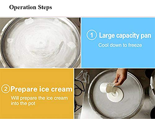 Huanyu Flat Single Pan Gebratene Eismaschine, Edelstahl Fruchtsaft Sorbet EIS Joghurt Maker (220 V) – Bild 7