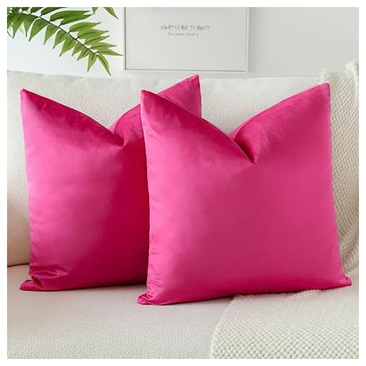 JOTOM Pack of 2 Velvet Soft Solid Cushion Covers 40x40 cm 16x16 Inch Decorative Throw Pillow Covers Square Cushion Case Home Decor Pillow Cases for Couch Sofa Living Room Bedroom (Hot Pink)