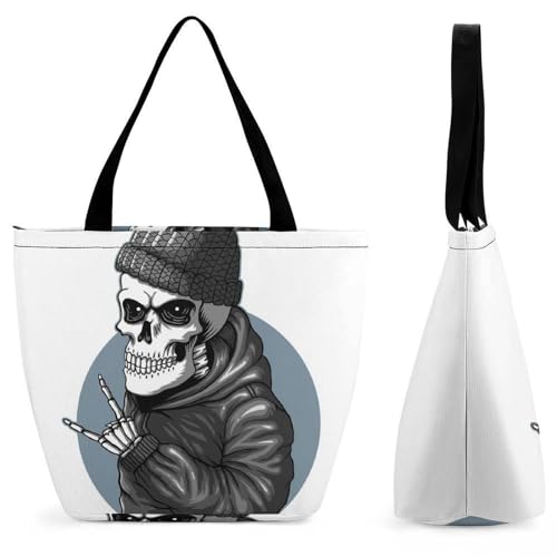 Sac de shopping crâne funky grand sac à main femme bandoulière idéal pour voyage