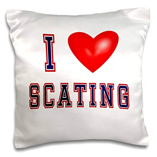 16x16 inch Pillow Case - I Love Skating, I Heart Skating, Sport, Roller Skate, 3drsmm Sports Designs