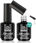 Beetles Gel Polish 2Pcs 15ml Pas d'essuie-glaces Top Coat High Gloss Shiny Long Lasting Clear Gel Haut de la page Manteau, tremper de la lampe à ongles Gel, Sommaire DIY Salon professionnel de la manucure et des ongles