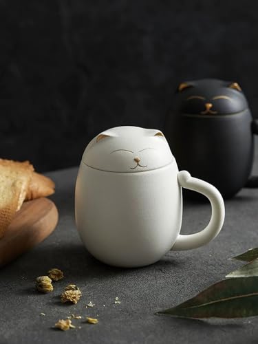 Taza de Té con Infusor y Tapa de Porcelana Diseño Gato 350 ml miniatura 2