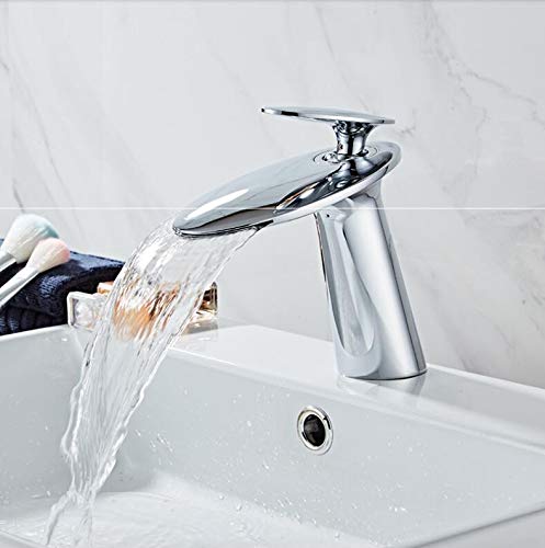 Robinet de lavabo cascade en laiton massif et finition or rose
