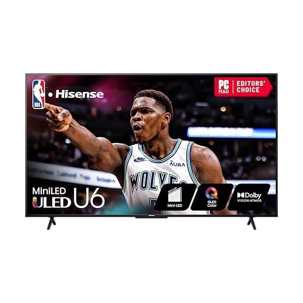 Hisense U6 Series 55U6N 55 Inches ULED 4K Smart TV | Mini-LED | QLED | 600 Nits | Motion Rate 240 | Dolby Vision HDR 10+ | Dolby Atmos | Full Array Local Dimming | Voice Control | Google TV