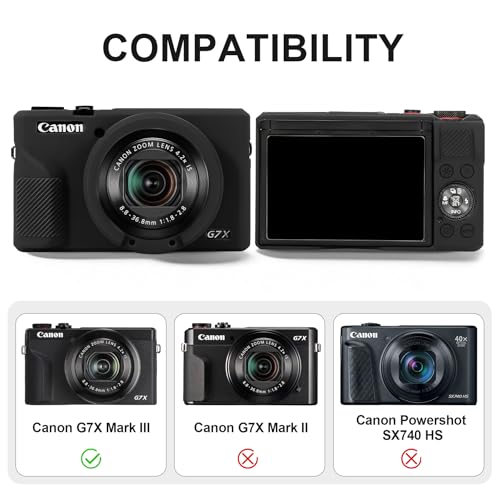 Estuche rígido y funda de silicona para Canon Powershot G7 X Mark III miniatura 3