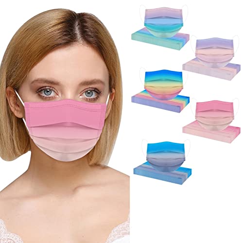 FUZHUANGDIAN 50/100 Pièces Noël Adulte_Masque_Visage_Chirurgical,Anti-poussière Respirable Multicolore pour Le Visage - Activités Extérieures,Earloop_Masque_Bandana Convient à Femme (A23, 50 PC) Cover