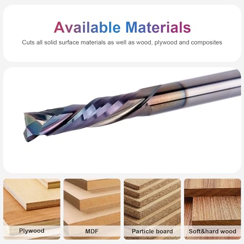 SpeTool Spiralnutfräser 6mm Schaft Kompression 32mm Schnittlänge Extra Lang Spiralfräser mit TAC Beschichtung Nutfräser Up&Down VHM Schaftfräser Langlochfräser Fräser für Oberfräse CNC Holzfräser