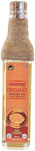 ANUPAM GOLD Organic Til Oil (Sesame Oil) Cold Pressed, 200 ml