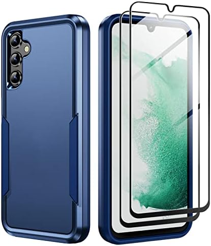 Samsung Galaxy A14 5G Case with Screen Protector, Military Grade Dual Layer Shockproof Heavy Duty Shockproof Full Body Protective Phone Cover for Galaxy A14 5G, 6.6 inch, 2023 (Blue 1)