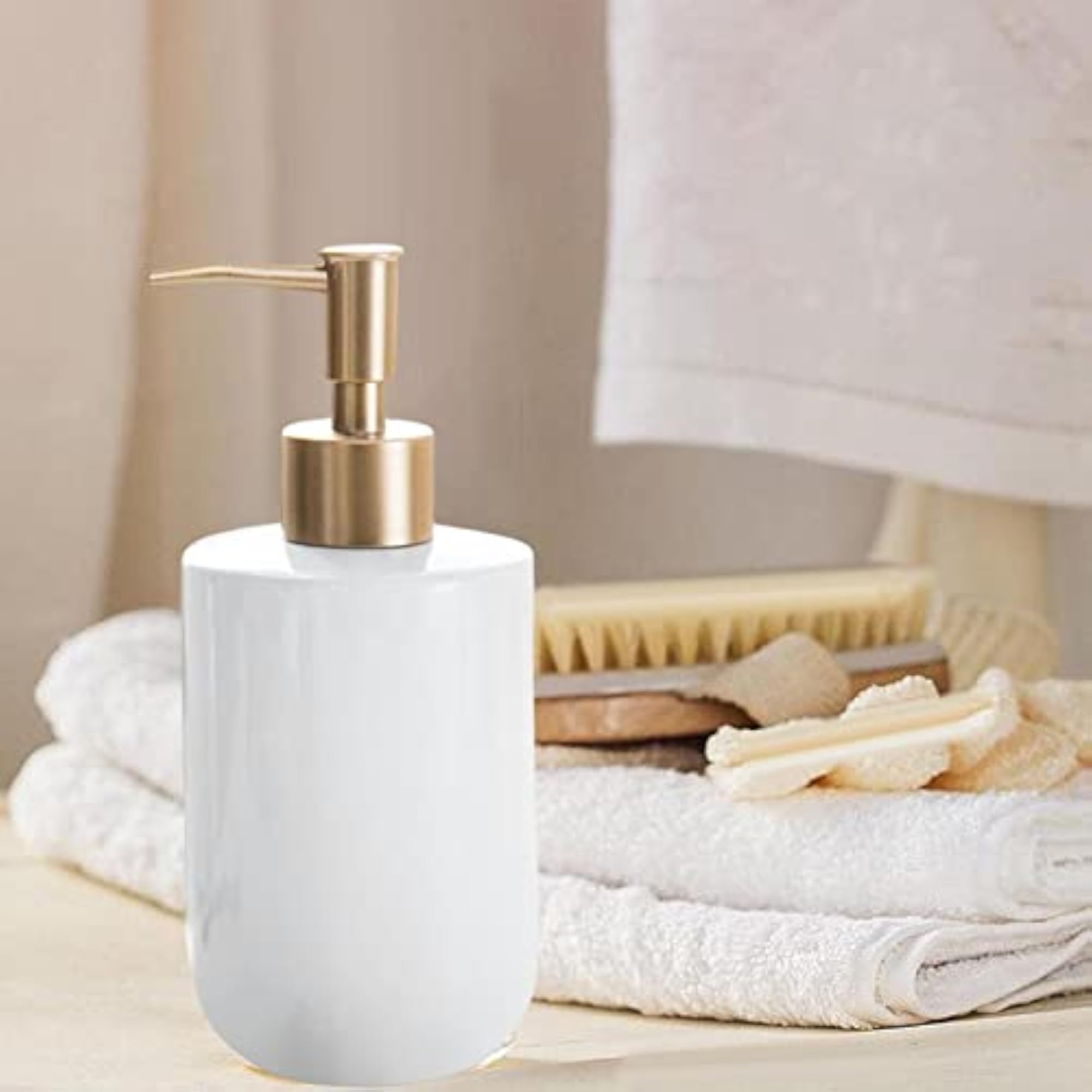 Refillable Pump Bottle for Liquid Soap Dispenser, White