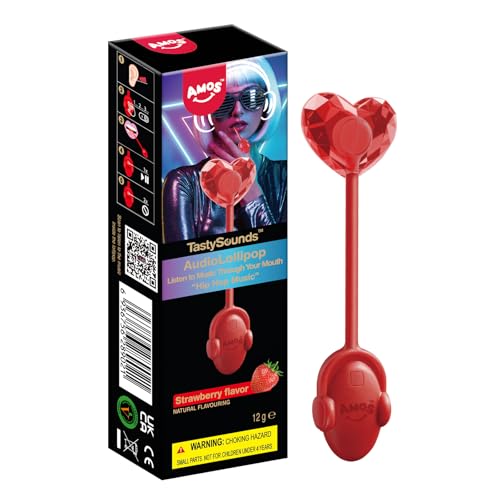 Amos Music Lollipop Candy Suction Cup Strawberry Flavor Audio Singing Lollipop Sugar Free Unique Lover Gift