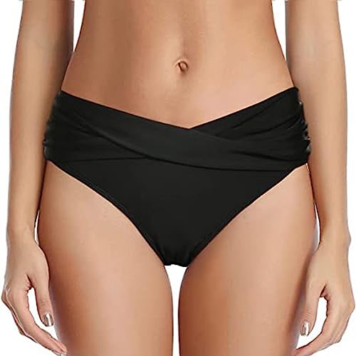Women's Bikini Bottoms Twist Swimsuit Bottom Low Rise Swim Bottoms Solid Bathing Suit Bottoms Cute Tankini Bottoms, Women Swim Suit Bottoms, Maternity Bottoms Women Black
