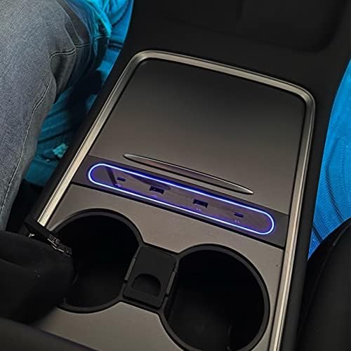 Center Console USB Hub Docking Station, 4 in 1 USB LED Hub Multiport Charger Powered Splitter, Compatible with 3 Y 2021 and Later