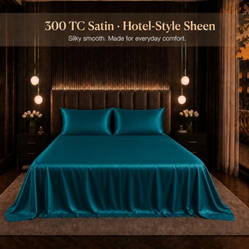 Image of Cloth Fusion Flat Satin Bedsheet Super King Size 108x108 inch