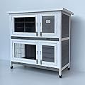 BUNNY BUSINESS Rabbit Guinea Pig Outdoor Hutch, Double Decker Rabbit Hutches on legs (Grey)