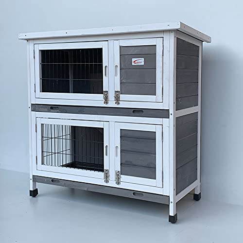 BUNNY BUSINESS Kaninchenstall Meerschweinchen Outdoor Doppeldecker Kaninchenstall auf Beinen (Grau) BUNNY BUSINESS Kaninchenstall Meerschweinchen Outdoor Doppeldecker Kaninchenstall auf Beinen (Grau)