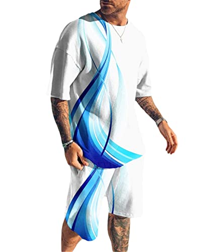 Survêtement d'été homme au motif imprimé 3D original avec t-shirt manches courtes ts1200
