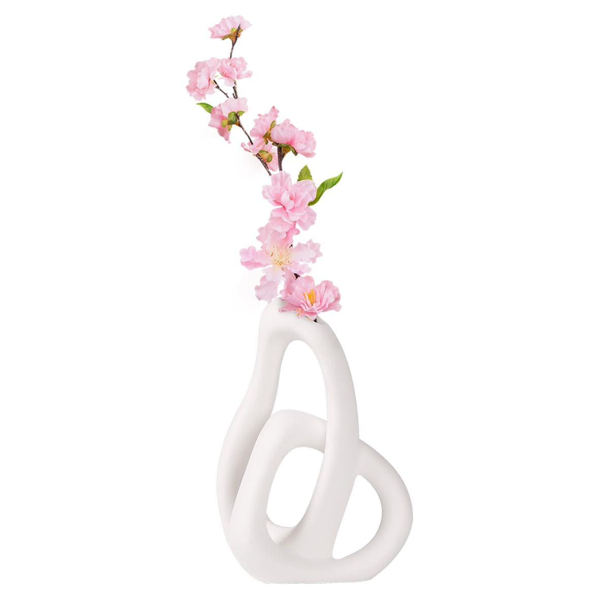 FvstarCeramic Creative Heart Vase for Modern Home Decor,Boho Flower Vases Decorative Vase for Table Centerpiece Wedding Dinner Table Living Room Office Book Shelf Decoration (White)