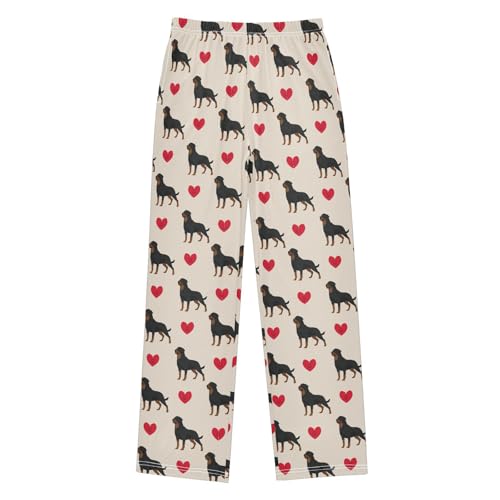 Beagle with Love Heart Boys Long Pants Soft Trousers Elastic Waist Kids Lounge Bottoms with Pockets S-XL
