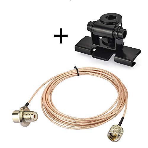 Superbat Lip Antenna Mount + Extension Cable (1M/3.28ft PL259 to SO239) for UHF