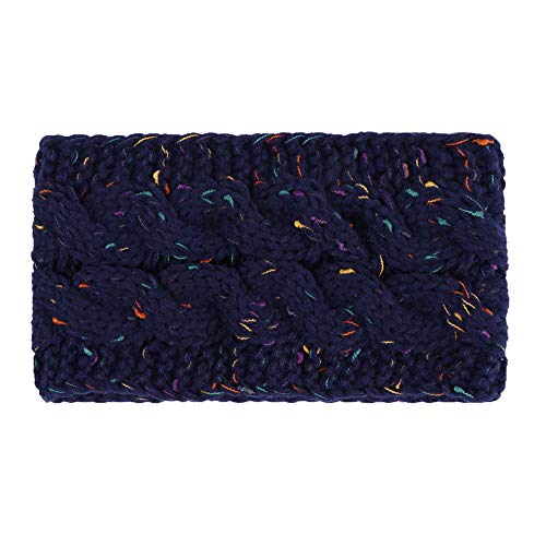 Walaka Femmes Hiver Bandeau doublé en Peluche Torsion câble Tricot confettis Serre-tête Cache-Oreille Cover