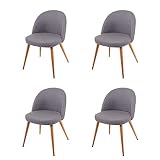 Dimensiones (alto x largo x ancho): 77 x 46 x 48 cm. Material: funda de tapicería/textil (100% poliéster). Patas de la silla: metal con aspecto de madera. Color: gris oscuro