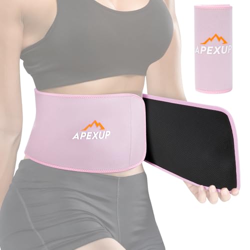 APEXUP Waist Trainer for Women Lower Belly Fat, Men Sweat Band, Stomach Wrap, Waist Trimmer with Removable Lumbar Support Large Pastel Pink