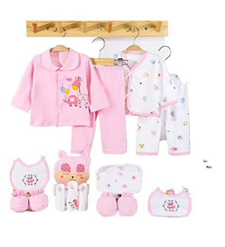 18PCS Newborn Girl Boy Clothes 0 3 Months Baby Outfits Pants Gifts Layette Set (Pink, 0-6 Months)