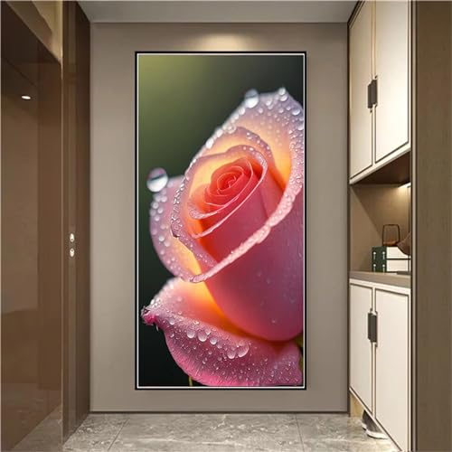 Kit Complet Peinture Diamant Fleur Rose Strass Point de Croix DIY 100x220