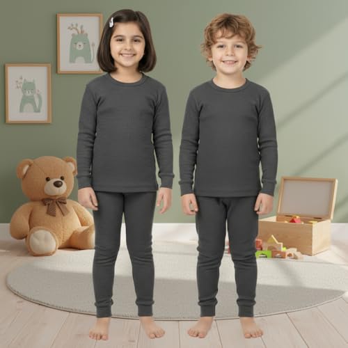 Image of Fort Worth Thermal Set for Winter - Warm Soft Cotton Innerwear Base Layer Upper & Lower | Full Sleeve Thermals for Kids,Toddlers,Boys & Girls | Cold Weather Body Warmer Long Johns Set
