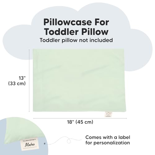 Image of KeaBabies 13x18 Waterproof Toddler Pillowcase, 1pk Pillow Case (Sage) | Soft Waterproof Toddler Pillow Protector Cover for Kids, Boys, Girls, Machine Washable, Small Travel Pillow Sold Separately