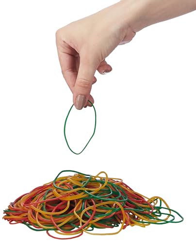 Image of Amazon Basics Rubber Bands | Enhanced Stretchability and Durability | (3 inch, Pack of 500 gm) (Multicolour)