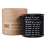 SIN VIÑETEADO | Los duraderos bordes de magnalio, cuidadosamente diseñados, son de doble rosca para poder apilarlos, y de perfil fino para evitar el viñeteado. Incluye tapas para el filtro del objetivo y un paño limpiador.