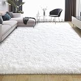 Ailyei White Area Rugs for Living Room 8x10, Ultra Soft Large Shag Rug for Bedroom, Big Fluffy Plush Carpet Girls Boys Kids Room Dorm Upgrade Non-Slip