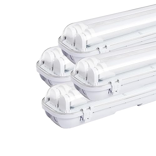 Sonnewelt Reglette LED garage 150 cm illuminazione led impermeabile 4 unità 24 W 4800 LM IP65 2 x T8 tubo Reglette Led impermeabile, bianco freddo 6000 K garage officina plafoniera per officina, sotto