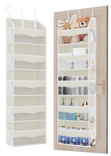 Image of TAHAVICE 1 Pack Over The Door Storage Organizer with 5 Pockets 10 Mesh Pockets, 44 lbs Weight Capacity Door Hanging Organizers and Storage for Bedroom,Bathroom,Nursery,Kidroom,Babyroom