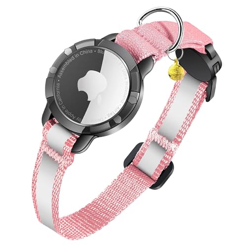 Ganve Airtag gps 猫用首輪 光反射のデザインを加えて gps ペット首輪 追跡装置 犬 猫 首輪 gps 安全首輪 頑丈耐用です そして 紛失防止 首輪 IOSのみ対応できます 猫 エアタグ 首輪 長さ調節可能 鈴が2個付属します 【商品に