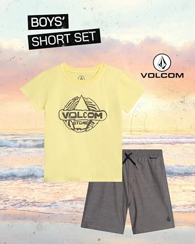 Image of Volcom Toddler Baby Boy Shorts Set - 2 Piece Short Sleeve Graphic Tees and Tech Stretch Shorts for Boys Infant Summer Clothes