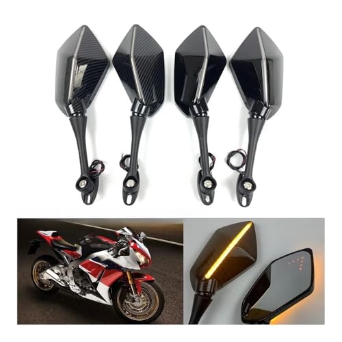 Espejos retrovisores de motocicleta CBR con luz señal giro para eliminar puntos ciegos 2