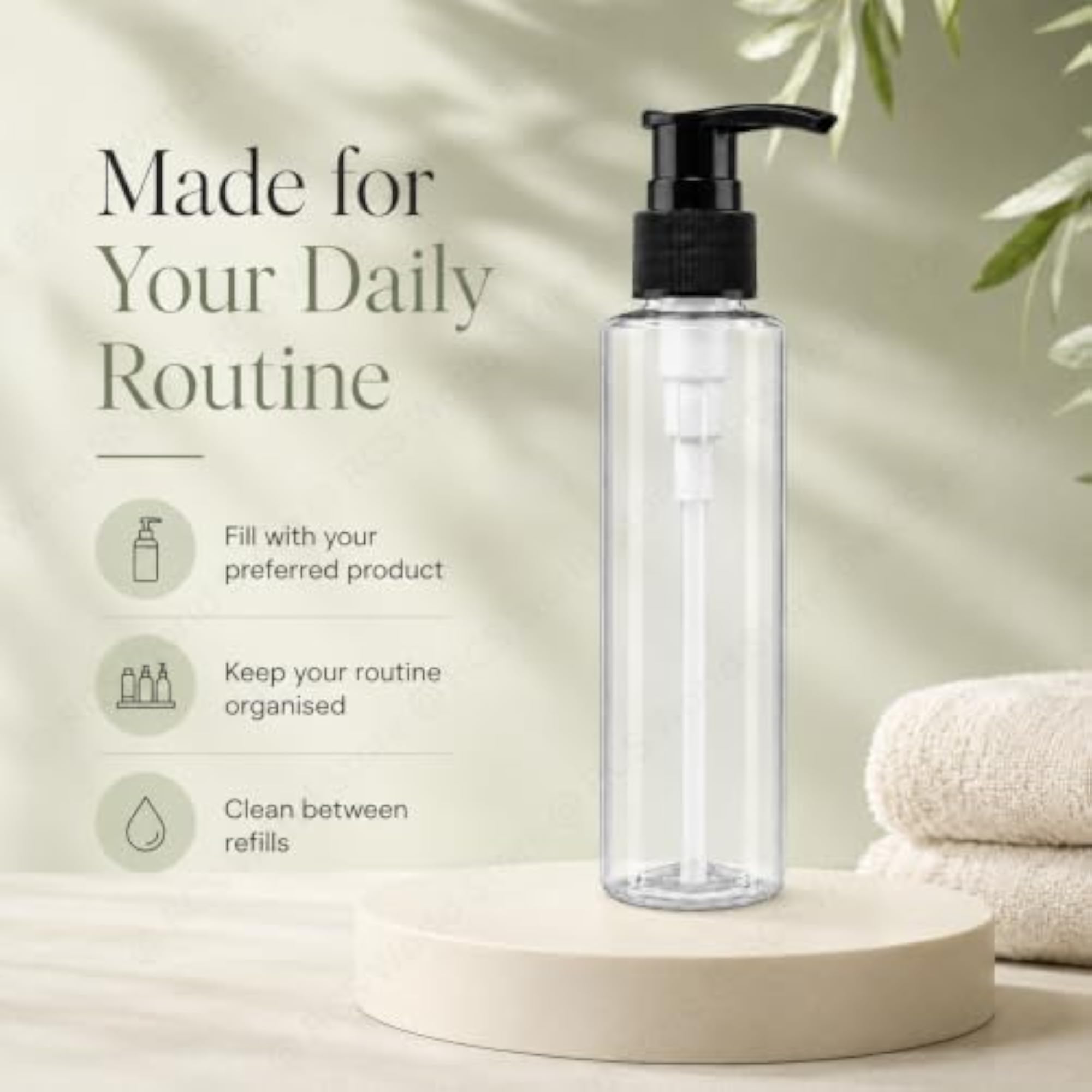 Pump Dispenser Bottle for Lotion & Shampoo, 120ml - 2Pcs