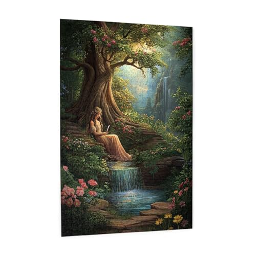 RMYRHQ Whimsical Forests Reading Wood Jigsaw Puzzles Adult 1000piece Enchanted