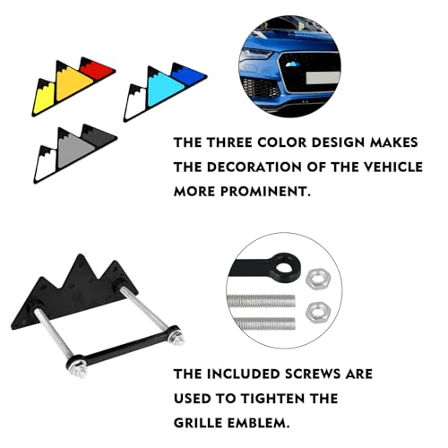 Image of Tri-Color Grille Emblem, Car Bumper Triangle Snow Mountain Badge Decal, Front Grille Decoration Accessories for Ford Tacoma 4Runner Tundra Sequoia Rav4 Highlande(Blue)
