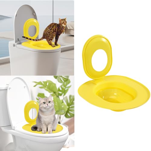 Cat Toilet Trainer - Kit di allenamento portatile per gatti e gatti, sistema di allenamento per abituare il vostro gatto al WC dei gatti, sistema di allenamento per gatti, lettiera per gatti (giallo)