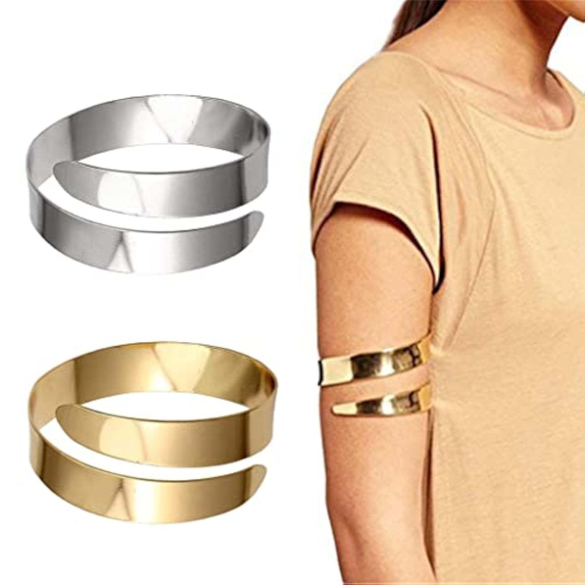 Fashion Punk Swirl Upper Arm Cuff Bracelet, Gold