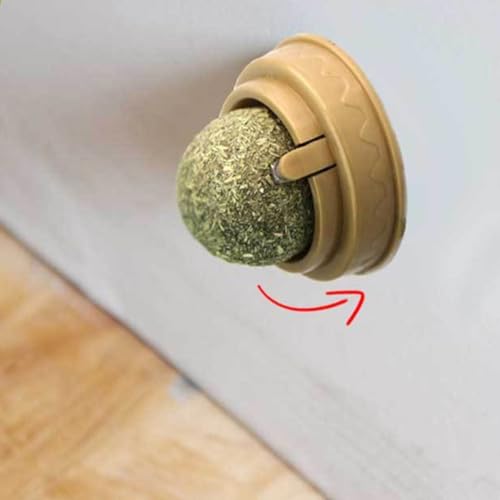Bolas de hierba gatera adhesivas para pared con soporte giratorio 5